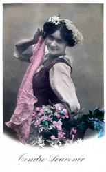 Tendre Souvenir, French Postcard