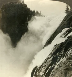 Terrific splendor of the mighty Riukan Falls, where it begins its 800 foot drop, Norway