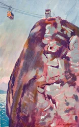 The Aerial Ropeway Car Reaching the Summit of the Sugar Loaf, 1914