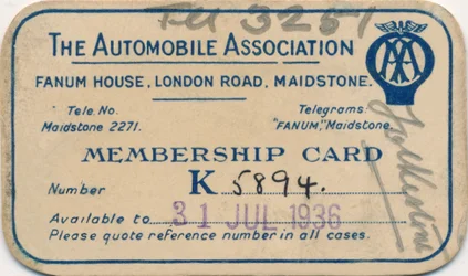 The Automobile Association: Membership card