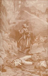 The Cantinière of the 26th Regiment Climbing The Rocks at Busaco