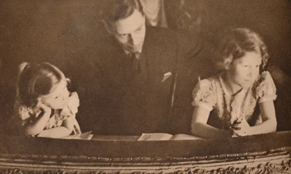 The Duke of York and Princesses Elizabeth and Margaret at the Pantomime