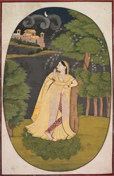 The Heroine Who Waits Anxiously for Her Absent Lover Utka Nayika, c. 1800