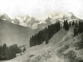 The Jungfrau and her Neighbors, Switzerland, 1895