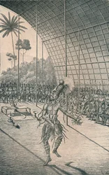 The Mangbattu King Munsa Dances Before His Wives and Warriors