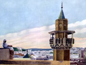 The Muezzin in his Minaret calling the Faithful to Prayer