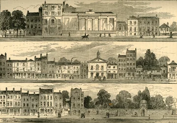 The North Side of Knightsbridge in 1820, from the Cannon Brewery to Hyde Park Corner, c1876