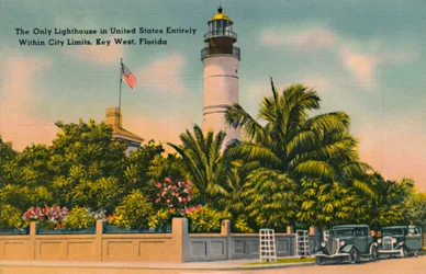 The Only Lighthouse in United States Entirely Within City Limits, Key West, Florida, c. 1940s
