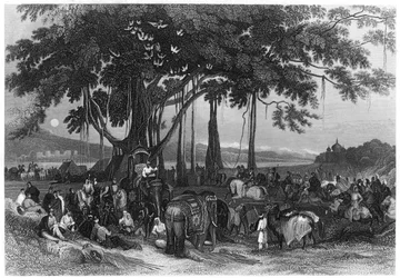 The arrival of the contingent force of the Sikh irregular cavalry, India, c1860