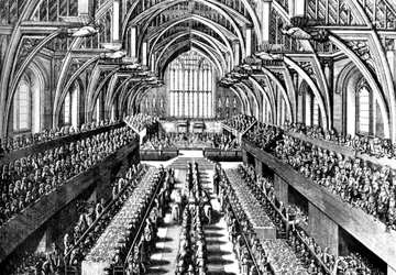 The coronation ceremony of James II in Westminster Hall, London, 1685 c1905