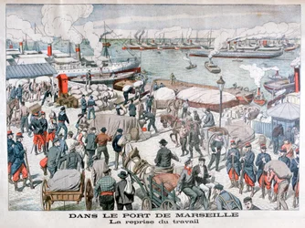 The End of the Strike by Dock Workers at the Port of Marseilles, France, 1904