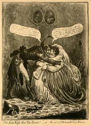 The first Kiss this Ten Years! - or - the meeting of Britannia & Citizen François, 1803, 1921.