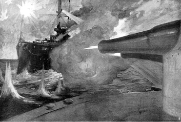 The guns of a Japanese battleship, Russo-Japanese War