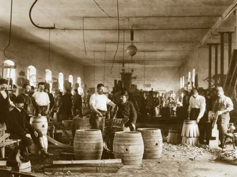 The manufacture of wooden beer barrels in Pilsen