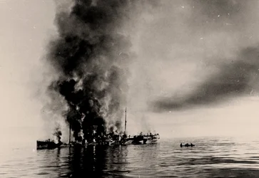 The sinking of icebreaker Alexander Sibiryakov by German cruiser Admiral Scheer on 25 August 1942