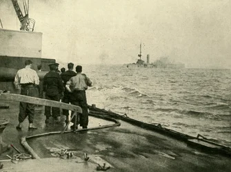 The sinking of the German cruiser Mainz, 28 August 1914, c1920
