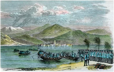The War, Austrians Crossing the Lago Maggiore, Italy