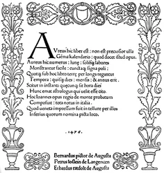 Title Page of Kalendarium by Regiomontanus, 1476