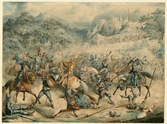Tournament of mounted knights, 1840
