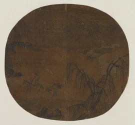 Travelers under willow trees, Yuan or Ming dynasty, 1279-1644