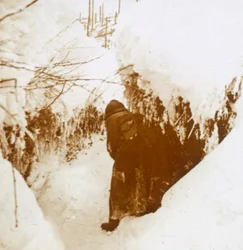 Trenches in the snow, Alsace, eastern France
