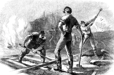 Troops Tearing Up a Railway, American Civil War