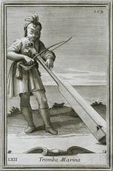 Trumscheit Tromba Marina, Engraving from F. Bonanni