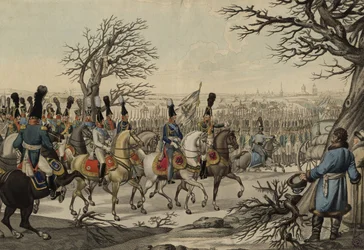 Tsar Alexander I and King Frederick William III before the troops, ca 1813