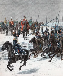 Tsar Nicholas II reviewing Cossacks, Russo-Japanese War, 1904-5