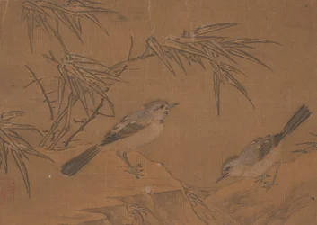 Two Birds and Bamboo Plant