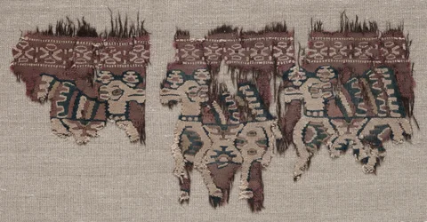 Two Mounted Fragments of a Border from a Garment, late 700s - early 800s