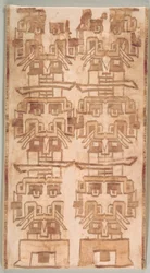 Two Textile Fragments with Fanged Heads, 500-200 BC
