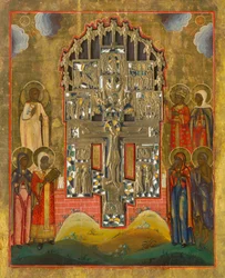 Crucifixion - Icon with Holy Figures