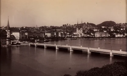 Untitled Bridge with Town in Distance, 19th Century
