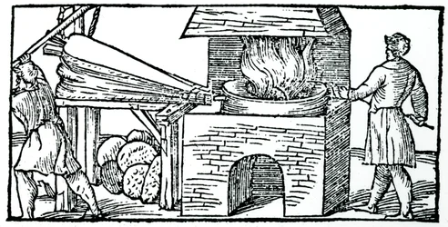 Using Bellows to Increase the Draught in a Furnace, 1540