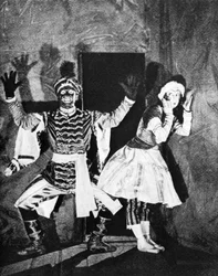 Vaslav Nijinsky, Russian ballet dancer, in Petrushka, Paris, 1912
