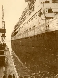 View of Starboard Side of the Majestic As She Entered the Floating Dry Dock