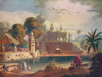 View of the Temples and Mosques of Sassur, Near Poona, in the Deccan, 1908