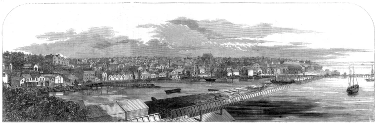 View of the City of Auckland, New Zealand, with the New Commercial Embankment