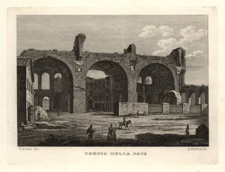 View of the ruins of the Temple of Peace or the Forum of Vespasian, Rome