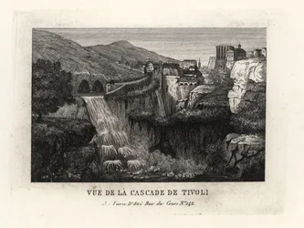 View of the waterfalls at Tivoli, Italy