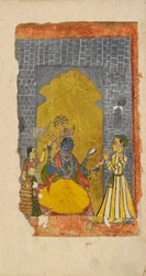 Vishnu Enthroned with Princely Devotee Standing Before Him