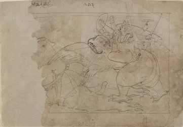 Vishnu on Garuda Slaying a Demon