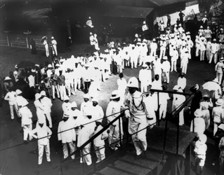 Visitors to Port Doumen, Saigon, Vietnam