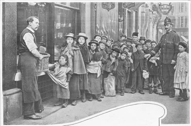 Waiting for parcels of food, Cheapside