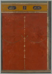 Wall painting on red ground: candelabrum with frieze, from the imperial villa, 1st century B.C.