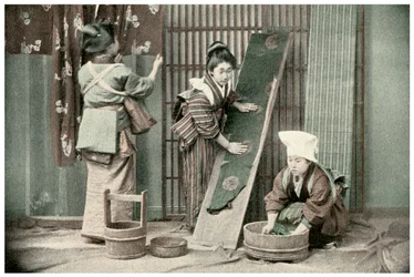 Washing kimonos, Japan, 1904
