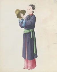 Watercolour of musician playing bo tongbo