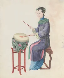 Watercolour of Musician Playing Drum
