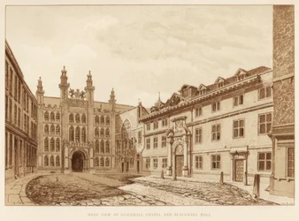West View of Guildhall Chapel and Blackwell Hall, City of London